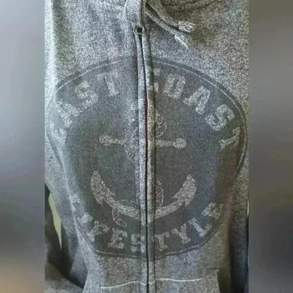 East Coast Lifestyle Women's Full Zip Hoodie Heather Grey - Picture 3 of 10